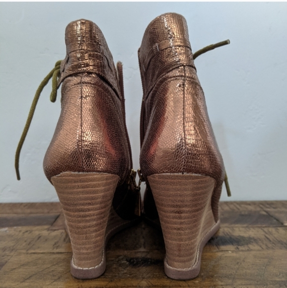 Matt Bernson for Anthropologie Bronze Shimmer Wedge Ankle Boots - Picture 7 of 10